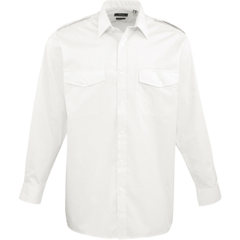 Vêtements Homme Chemises manches longues Premier PR210 Blanc