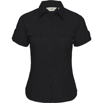 Vêtements Femme Chemises / Chemisiers Russell Kiwi Saint Trope% coton à manches courtes RW3261 Noir
