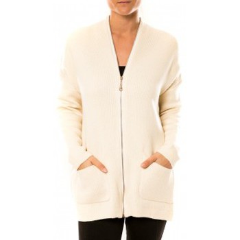 Vêtements Femme Gilets / Cardigans Tcqb Gilet Lely Wood L586 Blanc Blanc