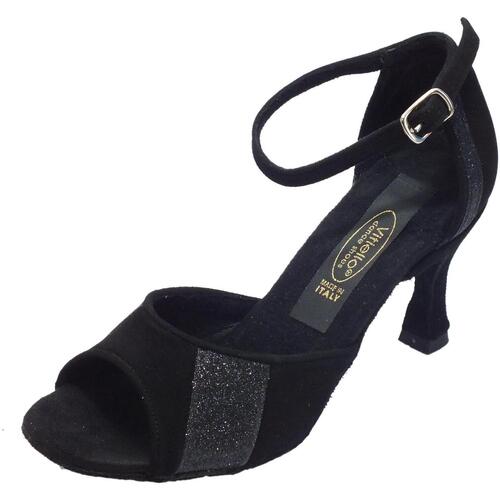 Chaussures Femme Sandales sport Vitiello Dance Shoes 406 camoscio nero cristallo fine Noir