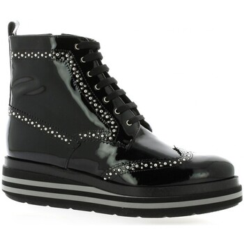 Chaussures Femme Dark Boots Pao Rangers cuir vernis Noir